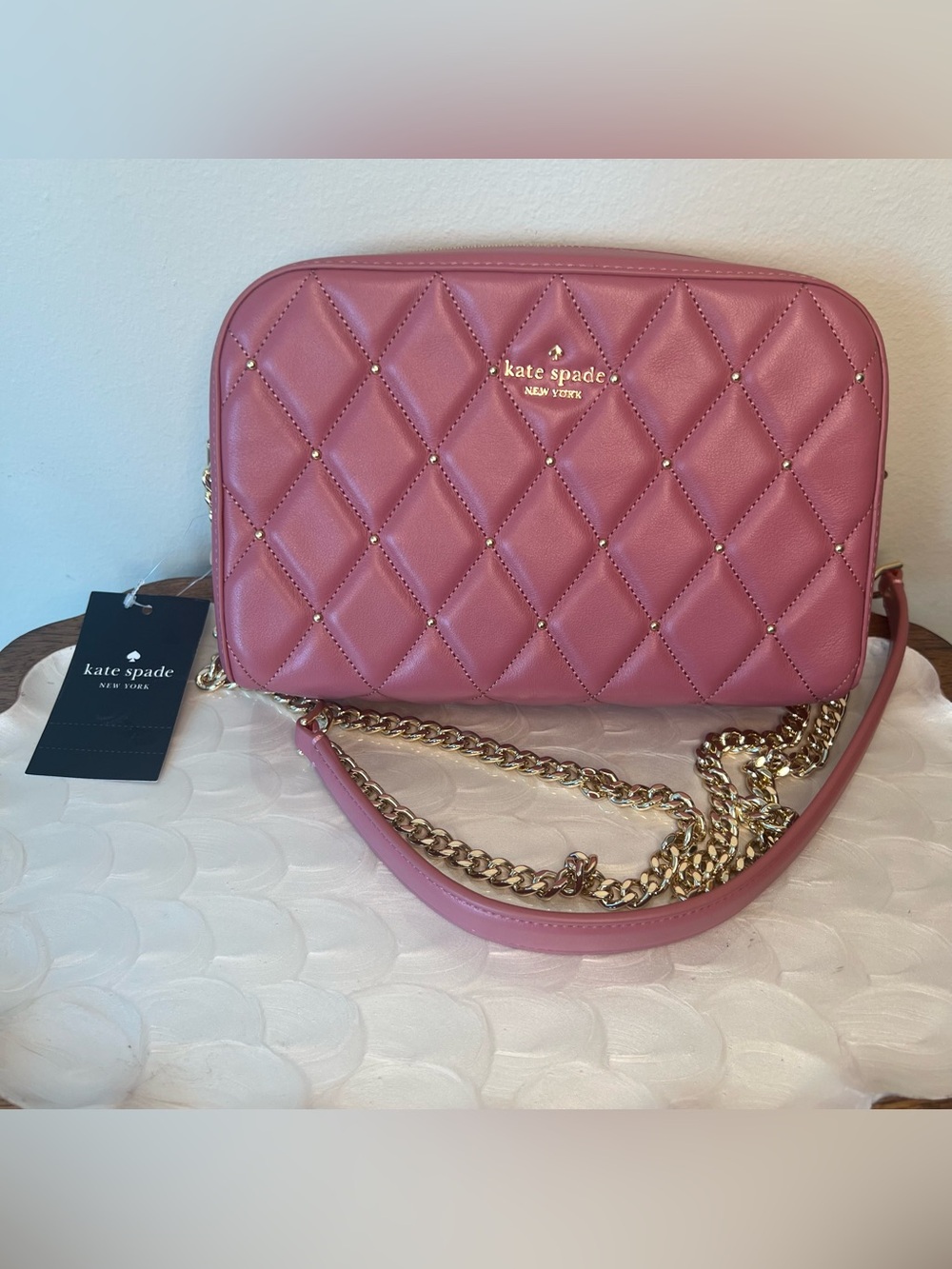 Kate Spade Carey Mini Camera Bag Pomegranate Smooth Quilted Leather NWT KL820